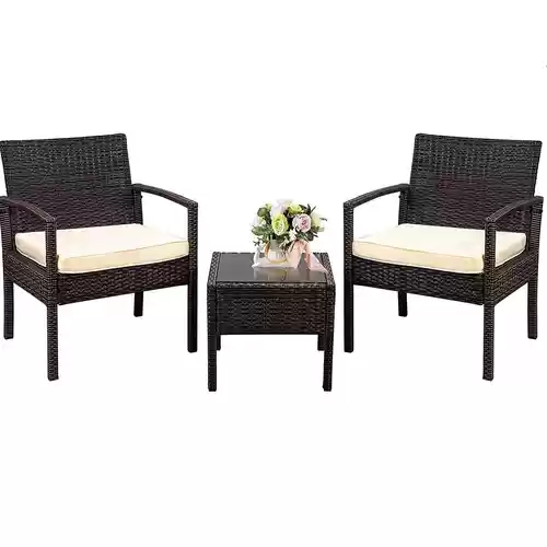 Conjunto muebles terraza sillones, sofá y mesa ratán, ALLINLIFE
