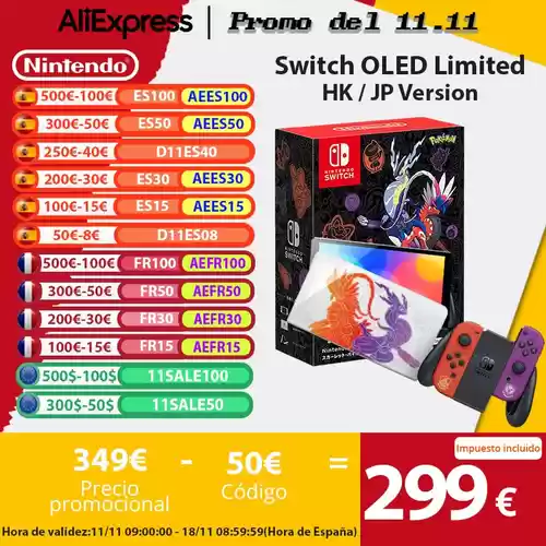 Consola Nintendo Switch OLED Edición Limitada con Splatoon 3 / Pokemon Scarlet / Zelda / Mario