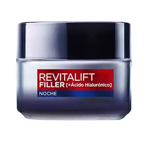 PROMO 3x2! 3x Crema de Noche Revitalizante, Antiarrugas y Volumen, Anti-edad, con Ácido Hialurónico, L'Oréal Paris Revitalift Filler, 50 ml
