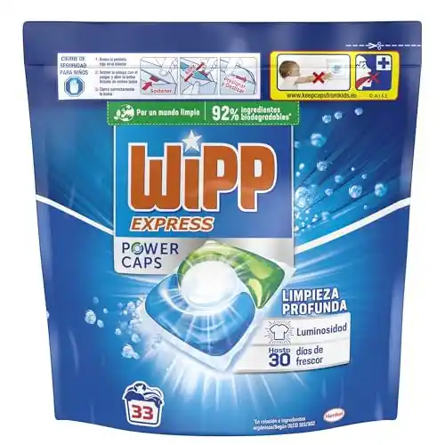 Detergente Wipp Express Power Caps 33 cápsulas para lavadora