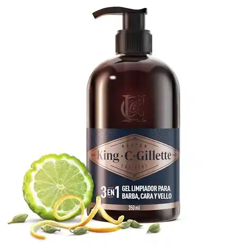 Gel 3 en 1 para Barba, Rostro y Pelo King C. Gillette de 350ml