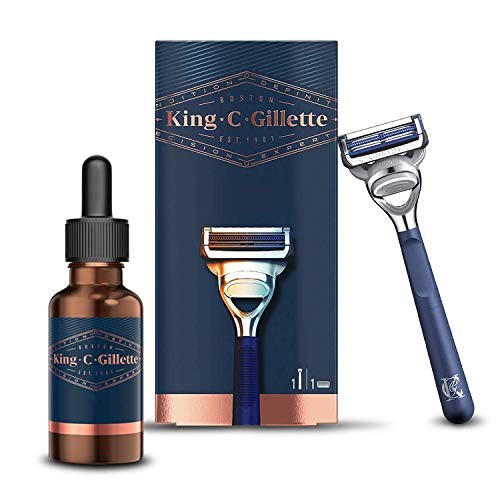 Gillette Máquina de Afeitar con Hojas de Acero Inoxidable, con 1 Cuchilla de Recambio y Aceite para Barba