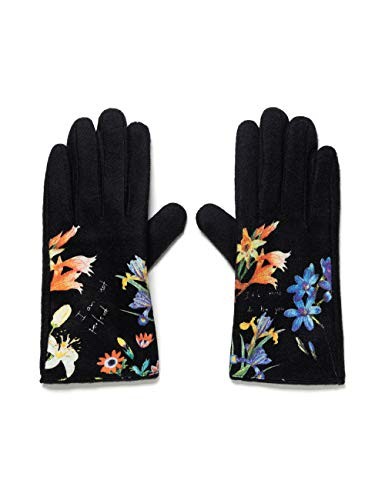 Guantes de punto Desigual en negro con estampado floral