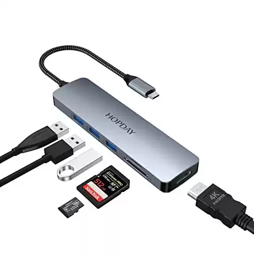 Hub 6 en 1 con USB 3.0, HDMI, ranura de tarjetas, etc