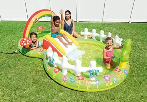 INTEX 57154 - Piscina infantil hinchable con dispersor de agua y tobogán