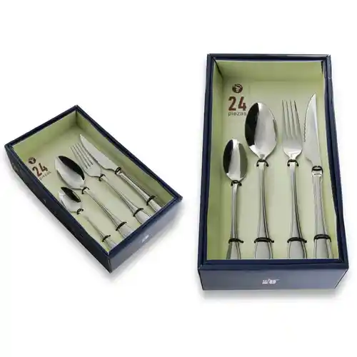 Juego 24 cubiertos acero inoxidable Mr.Spoon Serie Raya
