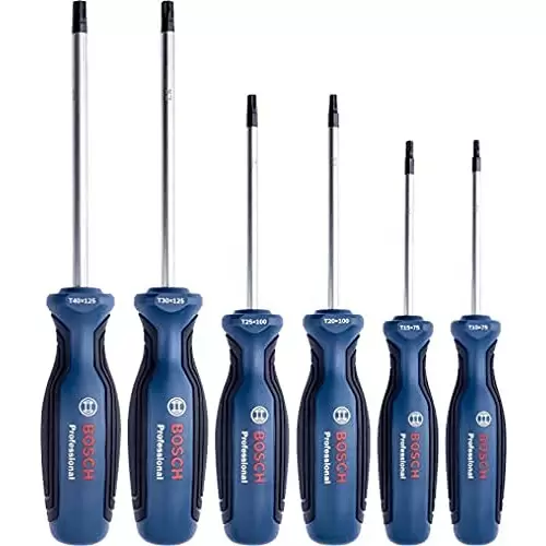 Juego 6 destornilladores Torx BOSCH (puntas T10, T20, T25, T30, T40, T75, acero S2, en caja con bandeja de L-BOXX)