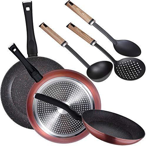 Juego de 3 sartenes San Ignacio Venus (20, 24, 28cm) + 3 Utensilios de Cocina