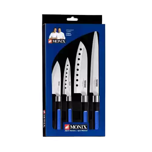 Juego de 4 cuchillos de cocina japoneses, Monix Solid Plus