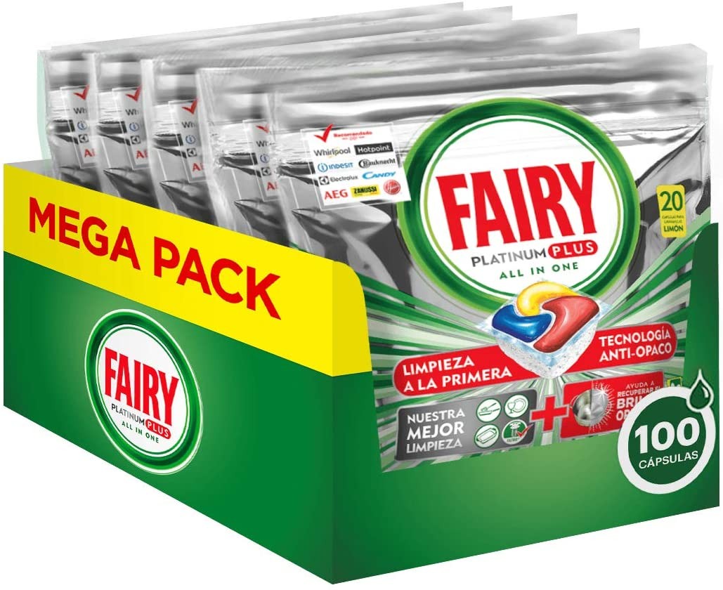 CHOLLO PRIME! 100 cápsulas lavavajillas Fairy Platinum Plus All in One