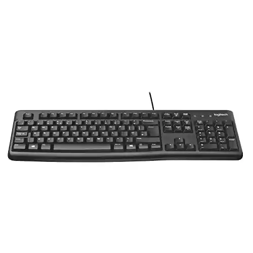 Logitech K120 Teclado con Cable para Windows, Disposición QWERTY US Internacional - Negro