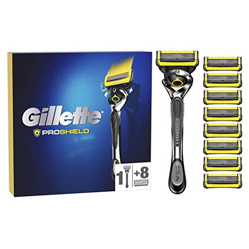 Maquinilla de Afeitar Gillette ProShield Hombre con Tecnología FlexBall + 9 Cuchillas de Recambio