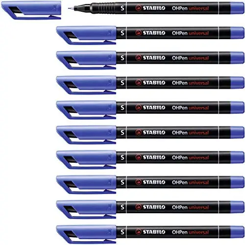 Marcador permanente STABILO OHPen - Caja con 10 unidades - Color azul - Punta superfina