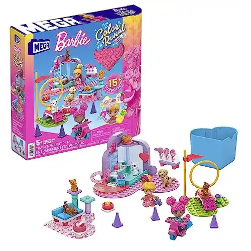 MEGA Construx Barbie Color Reveal Entrena y limpia mascotas