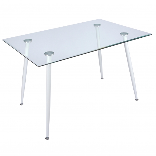 Mesa de Cristal Patas Blancas TABERSEO 120 cm