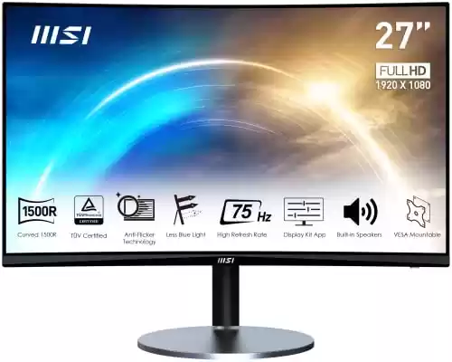 Monitor Curvo 27" Panel VA 1920 x 1080 (FHD) MSI Pro MP272C con altavoces