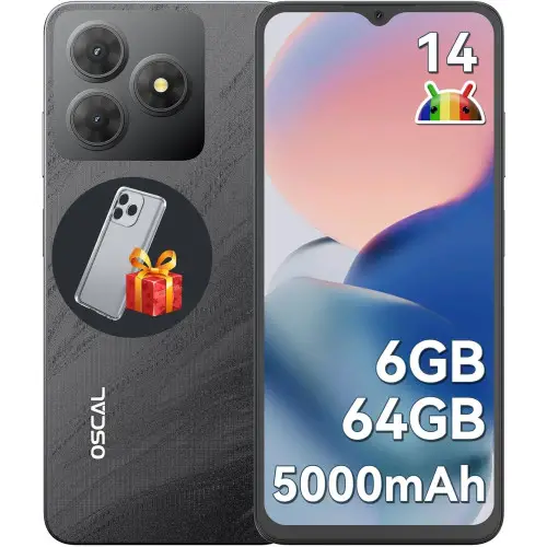 Móvil Android OSCAL Flat 2C 6GB/64GB + cargador USB sólo 69,99€