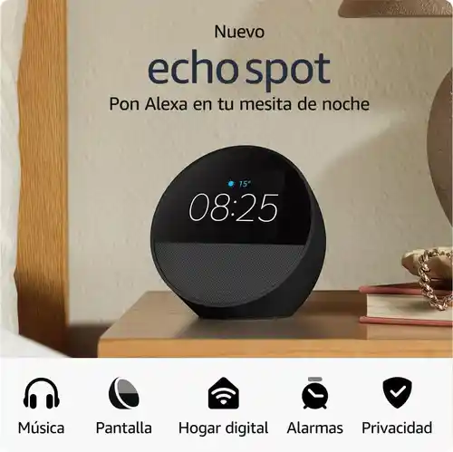 Altavoz inteligente Amazon Echo Spot, despertador con Alexa