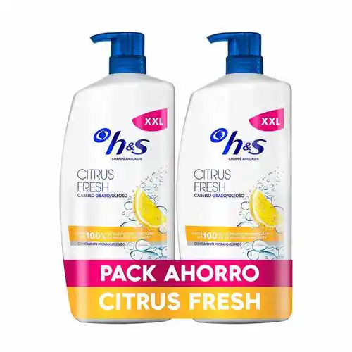 Oferta Flash! Pack 2x1000ml H&S Champú Anticaspa Citrus Fresh