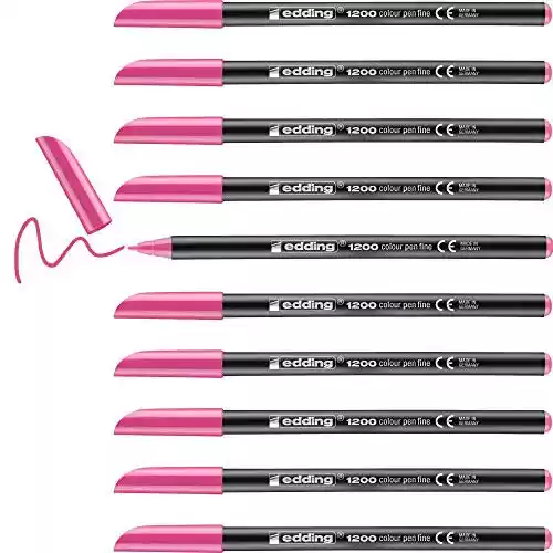 Pack 10 Rotulador edding punta fibra 1200 rosa neon