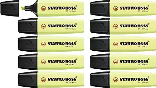 Pack 10 rotuladores stabilo boss fluorescente 70 pastel chispa de lima