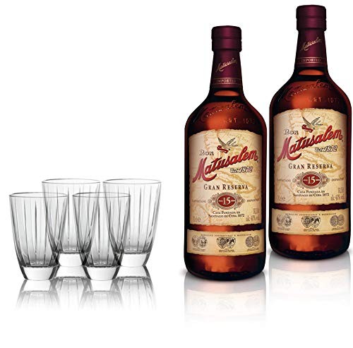 Pack 2 botellas de Ron Matusalem Añejo Gran Reserva 15 años + 4 Vasos exclusivos