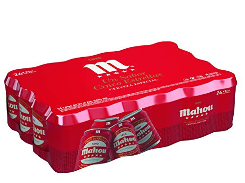 Pack 24 latas Mahou 5 Estrellas Cerveza Dorada Lager 33 cl