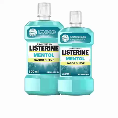 Pack 2x enjuague bucal Listerine Mentol sabor suave 500ml + 250ml