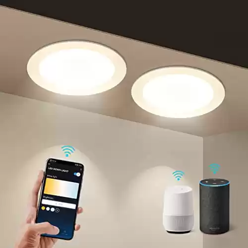Pack 2x focos empotrados Aigostar 9W inteligente Downlight LED - compatible con Alexa y el Asistente de Google