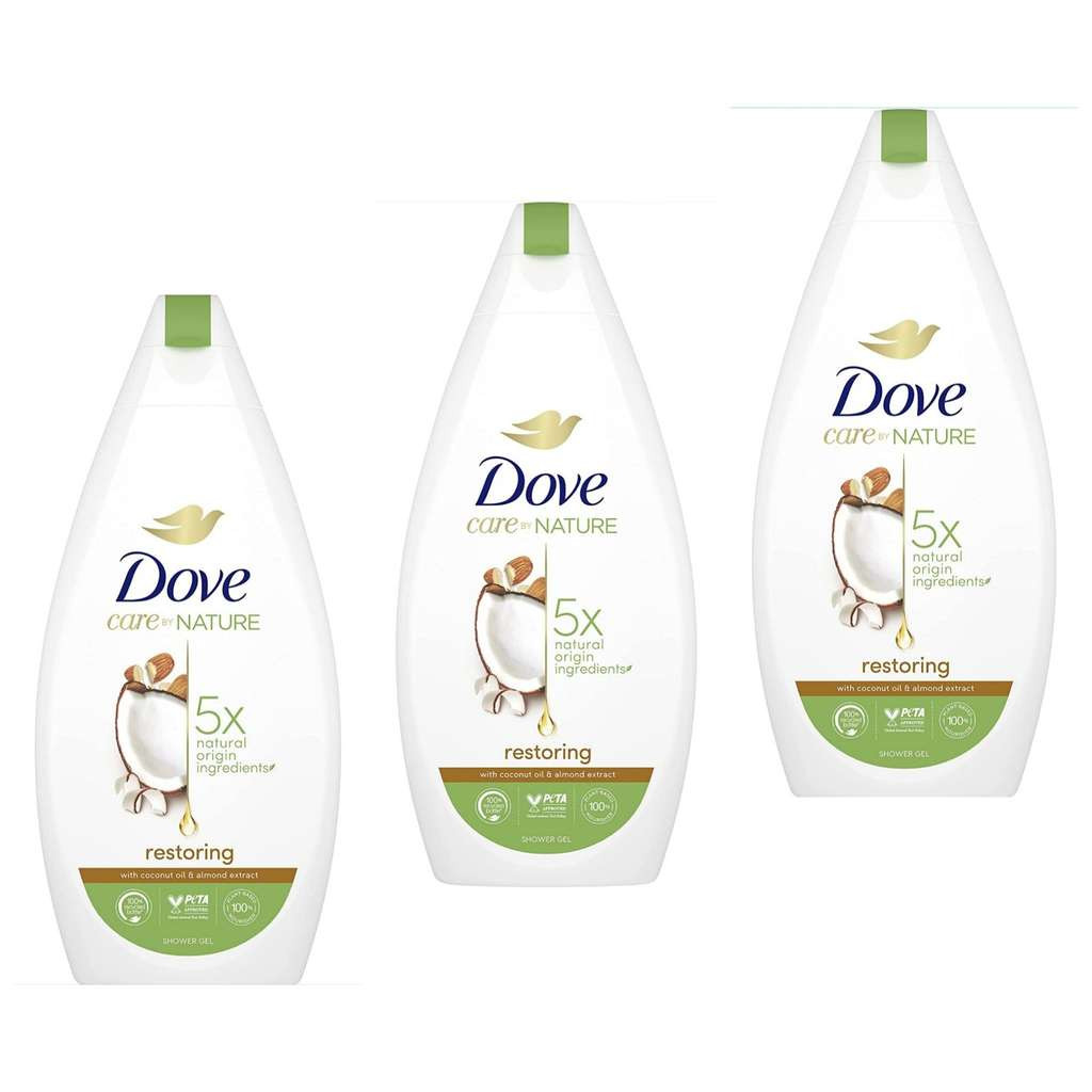 Pack 3x botes de Dove Gel de Ducha Coco y Almendras Ritual Restaurador 500 ml