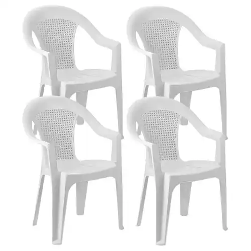 Pack 4 Sillas con Reposabrazos Stack Blancas 52x40x82cm