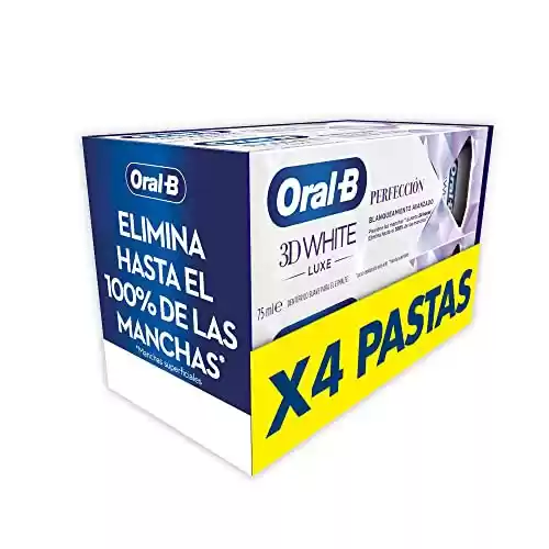 Pack 4x Pasta de Dientes Oral-B 3D White Luxe Perfección, Blanqueante y Quitamanchas (A 2,55€ la unidad)