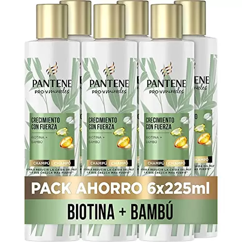Pack 6 x 225 ml Pantene Pro-V Miracles Crecimiento con Fuerza - Champú Con Bambú Y Biotina
