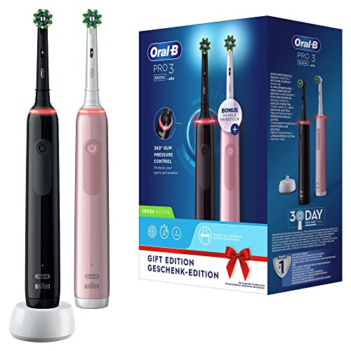 Pack de 2 cepillos eléctricos Oral-B PRO 3 Rosa/Negro
