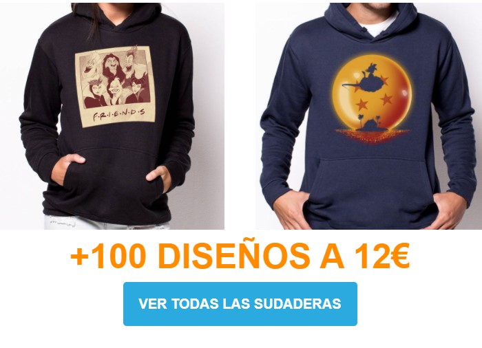 Pack de 2 sudaderas por 24€ (más de 100 diseños a elegir)