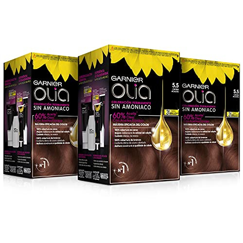 Pack de 3 tintes coloración permanente sin amoniaco Garnier Olia