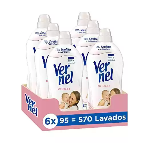 Pack de 6x botes de Vernel Suavizante Concentrado para Ropa Delicado