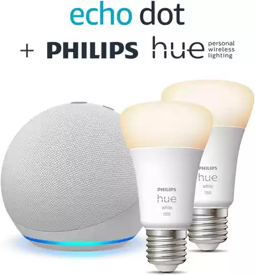 PACK Echo Dot + 2x bombillas inteligenes Philips Hue White (E27)