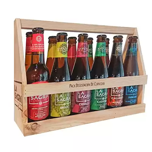 Pack variado de 12 cervezas La Sagra con estuche de madera