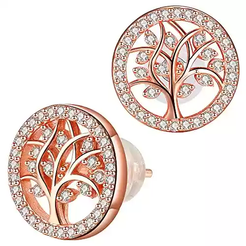 Pendientes Árbol de la Vida Mujer Plata de ley 925 con Circonita