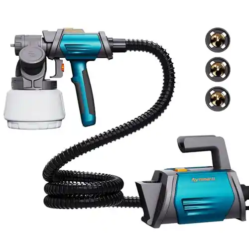 Pulverizador de Pintura 800W Tilswall HVLP con 1300 ml de Capacidad Extraíble, 4 Boquillas de Latón, 3 Modos