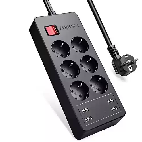 Regleta 6 Enchufes +4x USB