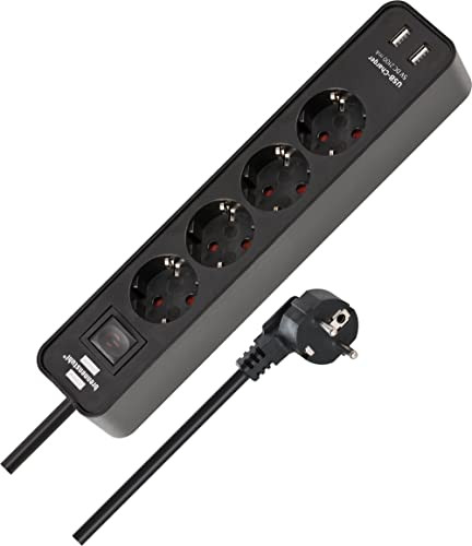 Regleta enchufes con 4 tomas de corriente y 2 puertos de carga USB