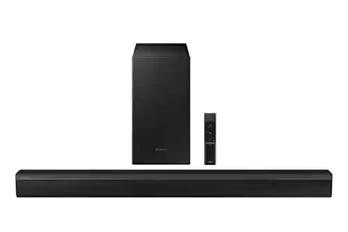 Samsung Barra de Sonido HW-B430 - Subwoofer inalámbrico incluido, Dolby Digital 2.1, Bluetooth 4.2 Power On, Modo Juego y One Remote Control