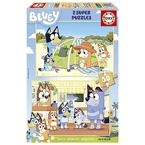 Set de 2 Puzzles Infantiles de Madera con 50 Piezas Cada uno 28 x 20 cm
