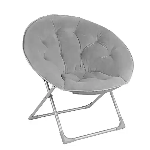 Silla redonda acolchada con piel artificial y marco de metal Amazon Basics