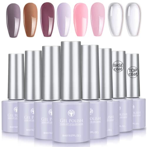 Skymore Esmaltes de Uñas Gel Barniz Semipermanente de Uñas en Gel UV LED Con 6 Colores + Top et Base Coat