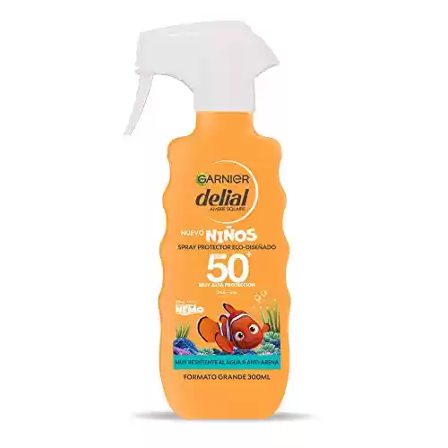 Spray solar Protector SPF50 Eco-Diseñado para Niños Garnier Delial 300ml