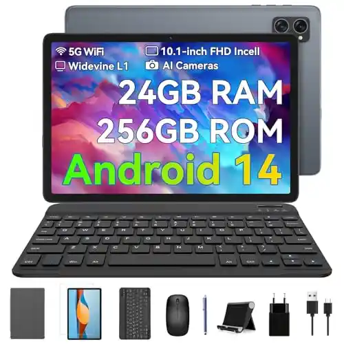 Tablet PC BESTTAB A20 de 10" WiFi Android 14 24GB/256GB (Incluye 8 accesorios: teclado, ratón, lapiz, etc)