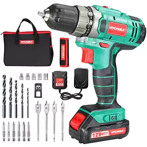 Taladro Atornillador Batería 12V HYCHIKA con 2 Baterías, 23 accesorios